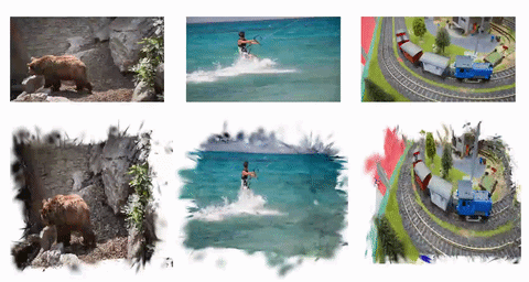 Splatter a Video: Video Gaussian Representation for Versatile Processing &mdash; animated results